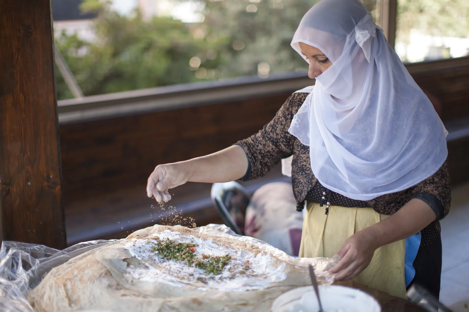 Druze woman cooking in northern Israel